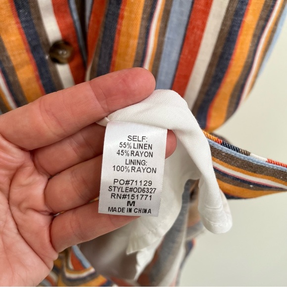 Gilli button front sleeveless striped linen blend midi dress size medium - Picture 8 of 8